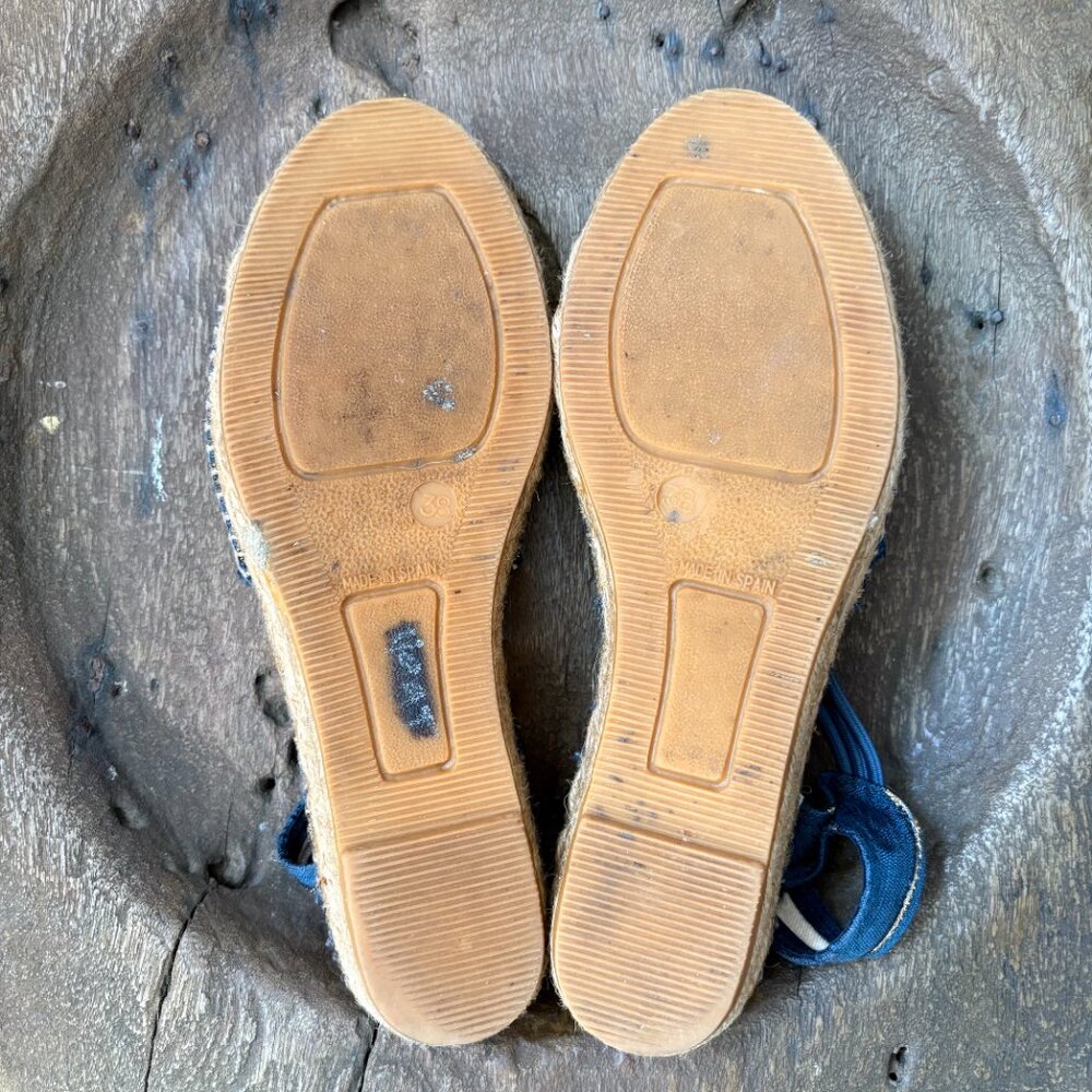 Toni Pons blue gold slingback low-wedge women's espadrilles size 38 / 7.5 - Picture 5 of 8